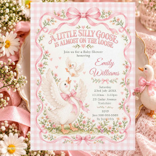 Silly Goose Pink Bow Coquette Baby Shower Invitation