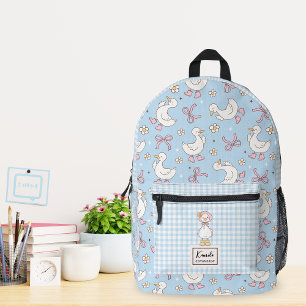 Silly Goose Pink Bow Coquette Custom Script Name Printed Backpack