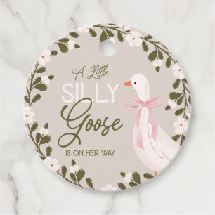 Silly Goose Pink Bow Girl Baby Shower Tags