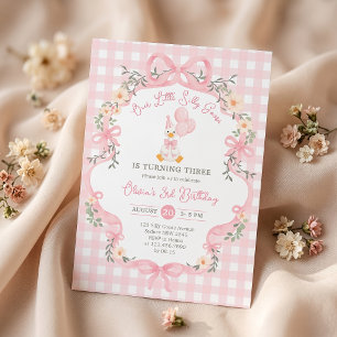Silly Goose Pink Bow Girl Birthday Invitation