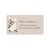 Silly Goose Pink Bow Girl Return Address Labels