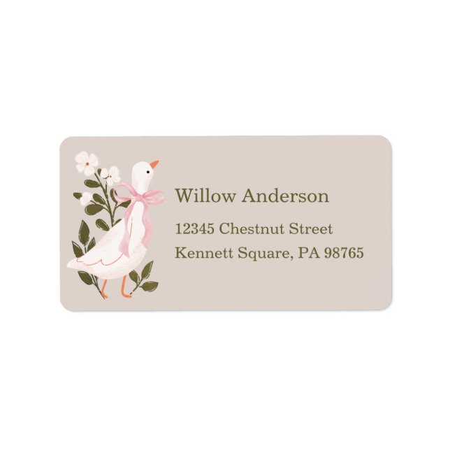 Silly Goose Pink Bow Girl Return Address Labels (Front)