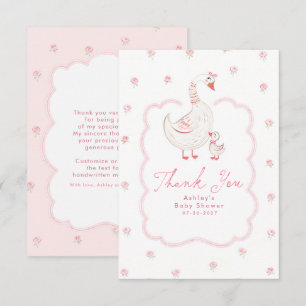 Silly Goose Pink Cute Whimsical Thank You Card