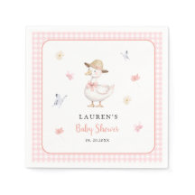 Silly Goose Pink gingham Baby girl Baby shower