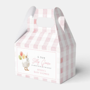 Silly Goose Pink Gingham Baby Shower Favor Box