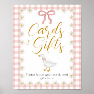Silly Goose Pink Gingham Baby Shower Gift Table Poster