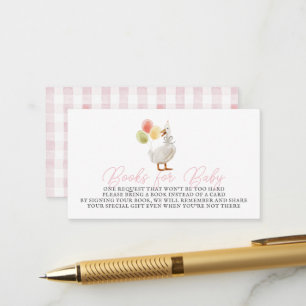Silly Goose Pink Gingham Books for Baby Enclosure Card
