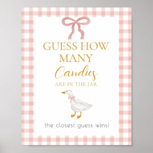 Silly Goose Pink Gingham Guess How Many Game Poster