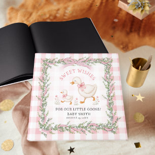 Silly Goose Pink Gingham Sweet Wishes Baby Shower Guest Book