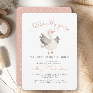 Silly Goose Pink Girls Baby Shower Invitation