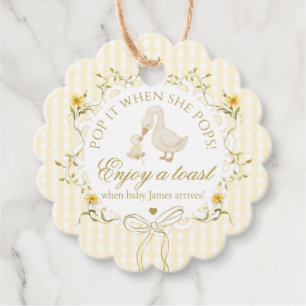 Silly Goose Pop it when she pops yellow gingham Favour Tags