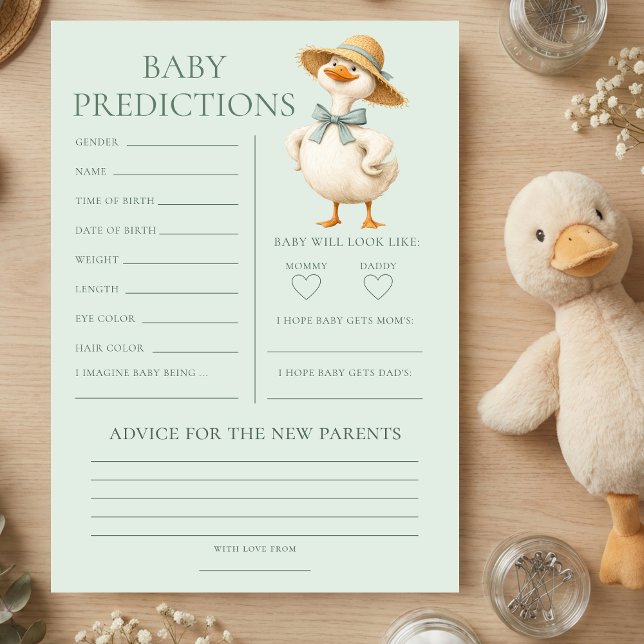 Silly Goose Predictions Baby Shower Game Card (Creator Uploaded)
