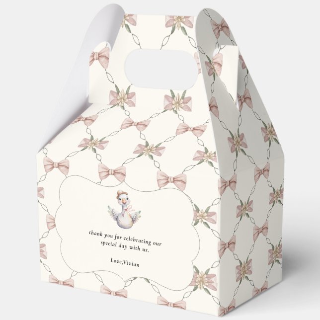 Silly Goose Preppy Bow Baby Shower Favor Box (Front)