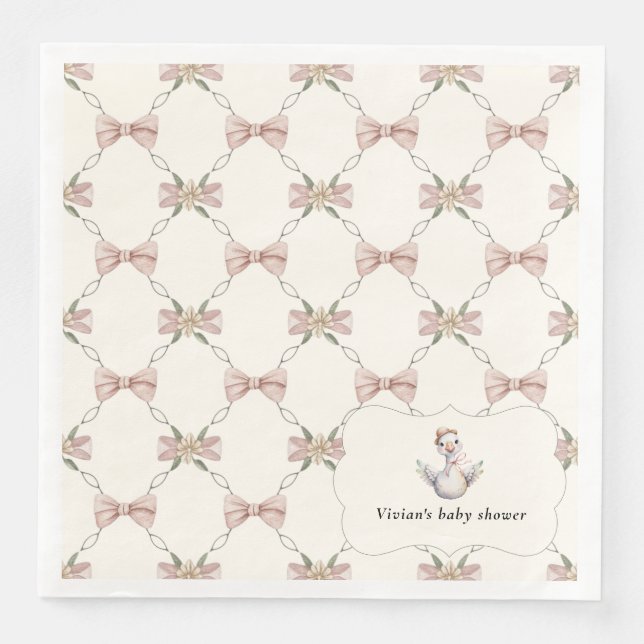 Silly Goose Preppy Bow Baby Shower Napkin (Front)