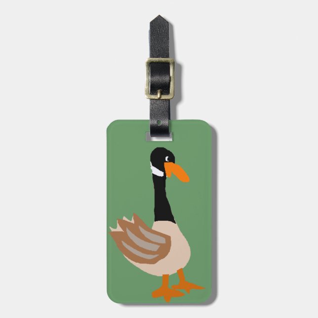 Silly Goose Primitive Art Luggage Tag (Front Vertical)