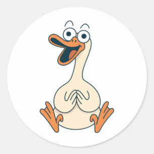 Silly Goose, Quirky, Funny Cartoon Goose Classic Round Sticker