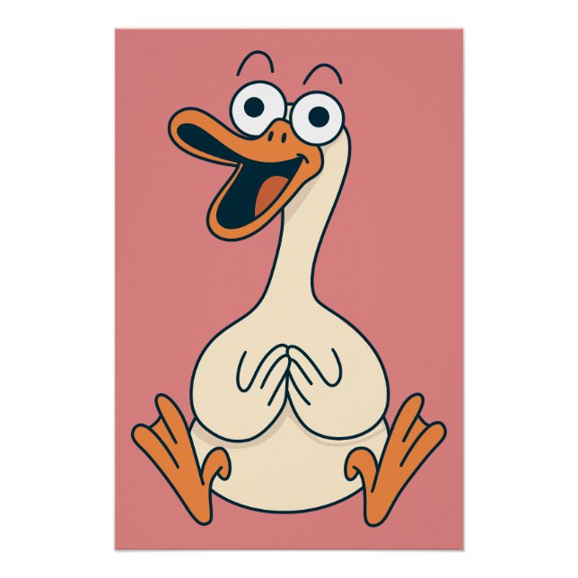 Silly Goose, Quirky, Funny Cartoon Goose Poster (Front)