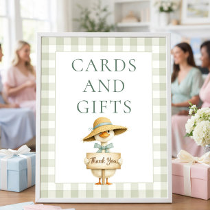 Silly Goose Sage Gingham Cards Gifts Baby Shower Poster