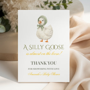 Silly Goose Sage Green Gender Neutral Baby Shower Thank You Card