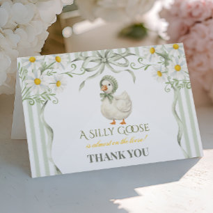 Silly Goose Sage Green Gender Neutral Baby Shower Thank You Card