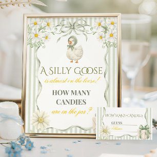 Silly Goose Sage Green Neutral Baby Shower Game Poster