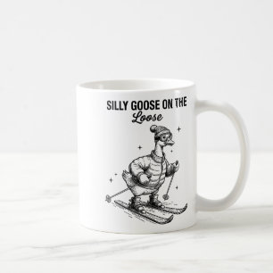 Silly goose snow skier on the loose funny cute coffee mug