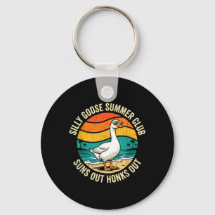 Silly Goose Summer Club Retro Suns Out Honks Out Keychain