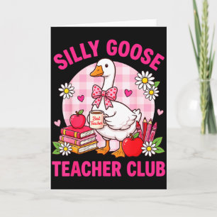 Silly Goose Teacher Club Valentine Heart Pink Bow Card