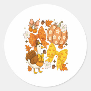 Silly Goose Thankgiving Coquette Turkey Classic Round Sticker