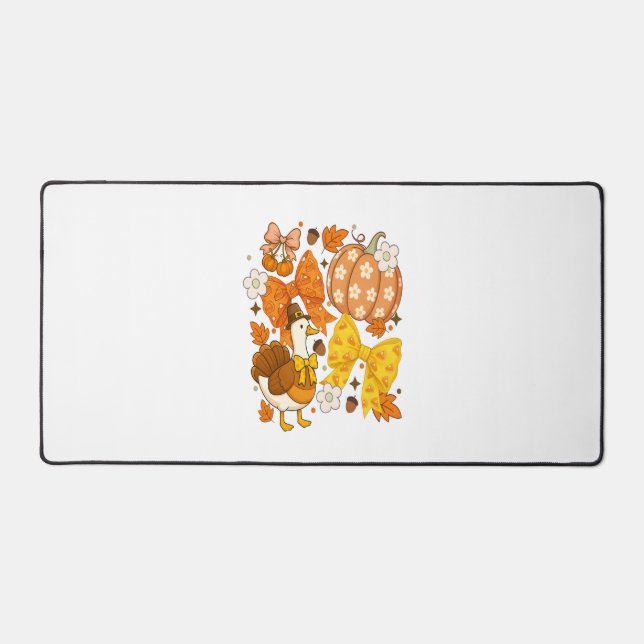 Silly Goose Thankgiving Coquette Turkey Desk Mat (Front)