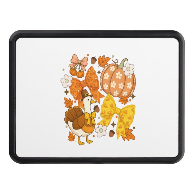 Silly Goose Thankgiving Coquette Turkey Trailer Hitch Cover (Front)