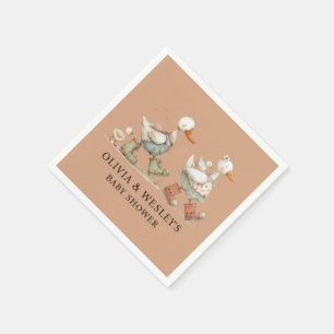 Silly Goose Twins Baby Baby Shower Napkin