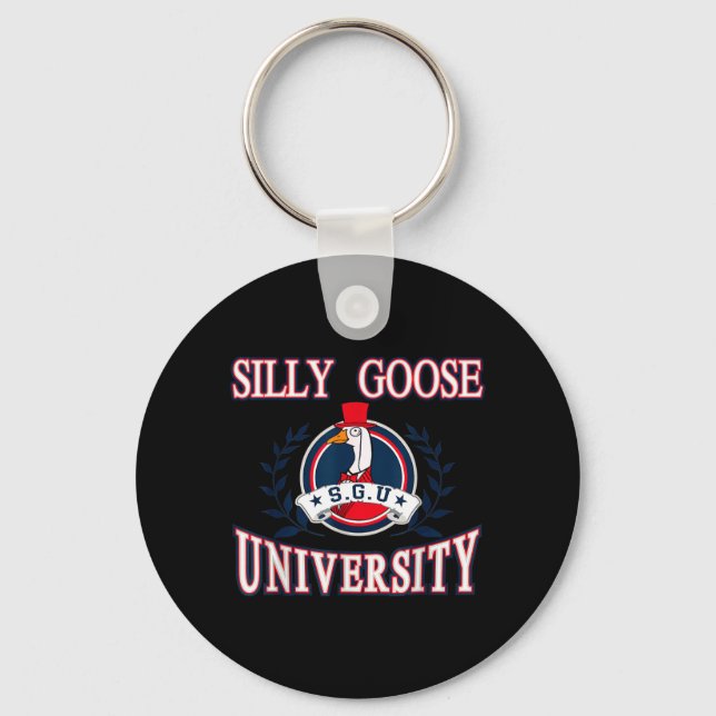 Silly Goose University Funny Meme Keychain (Front)