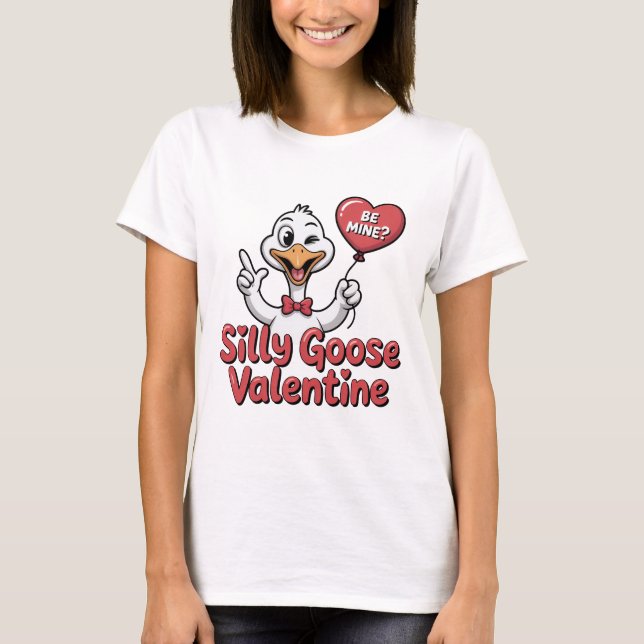 Silly Goose Valentine Shirt - Cute Winking Goose H (Front)