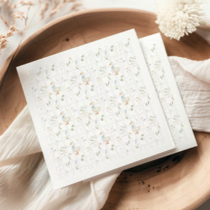 Silly Goose Vintage Blue Bow Floral Baby Shower Napkin