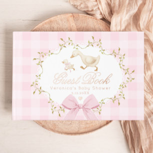 Silly Goose Whimsical Gingham Baby girl Shower Guest Book