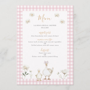 Silly Goose Whimsical Pink Bow Baby Girl Shower Menu