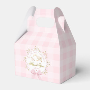 Silly Goose Whimsical Pink Gingham Baby Shower Favor Box