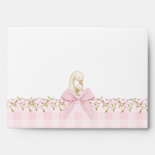 Silly Goose Whimsical Pink Gongham Baby Shower Envelope