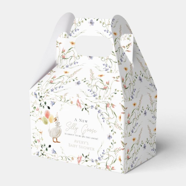 Silly Goose Wildflower Floral Baby Shower Favor Box (Front Side)
