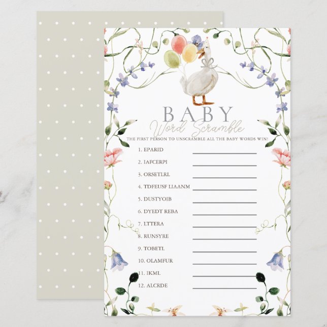 Silly Goose Wildflower Floral Baby Word Scramble (Front/Back)