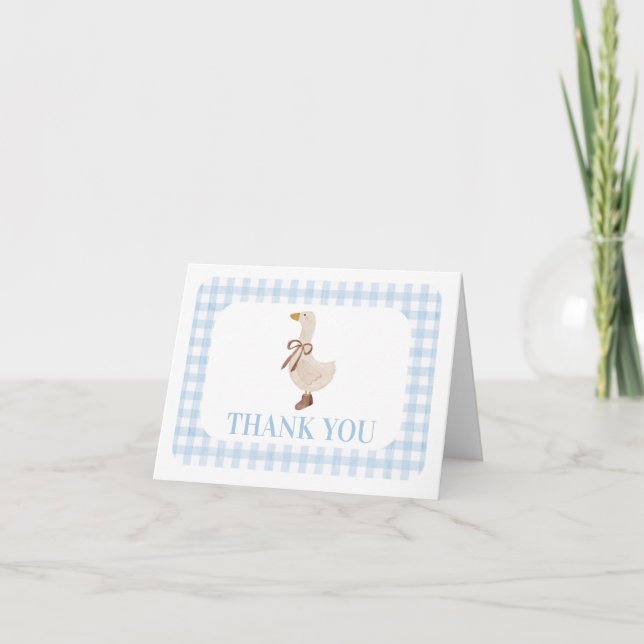 Silly Goose with Blue Gingham  Thank You Card (Front)