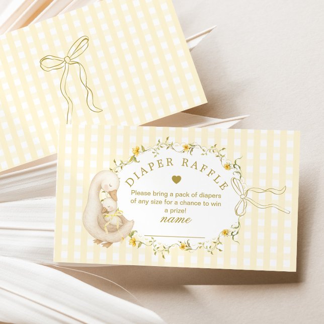 Silly Goose Yellow Gingham Diaper raffle ticket Enclosure Card (Creator Uploaded)