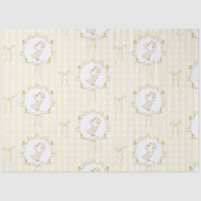 Silly Goose Yellow Gingham wildflower Baby Shower Tissue Paper (Front)