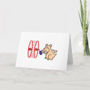 silly hamster oiling wheel card