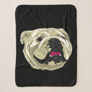 Silly Happy English British Bulldog Premium Gift Sherpa Blanket