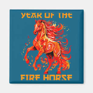 Silly happy fire yea lunar year new horse chinese magnet