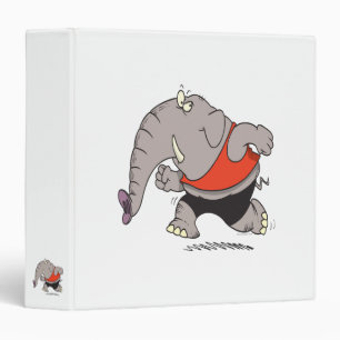 silly jogger jogging elephant cartoon binder