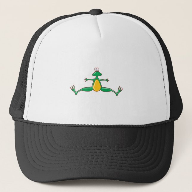 silly jumping jack froggy trucker hat (Front)
