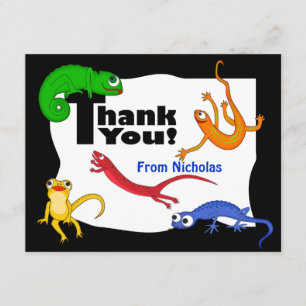 Silly Leaping Lizard Thank You Note Card